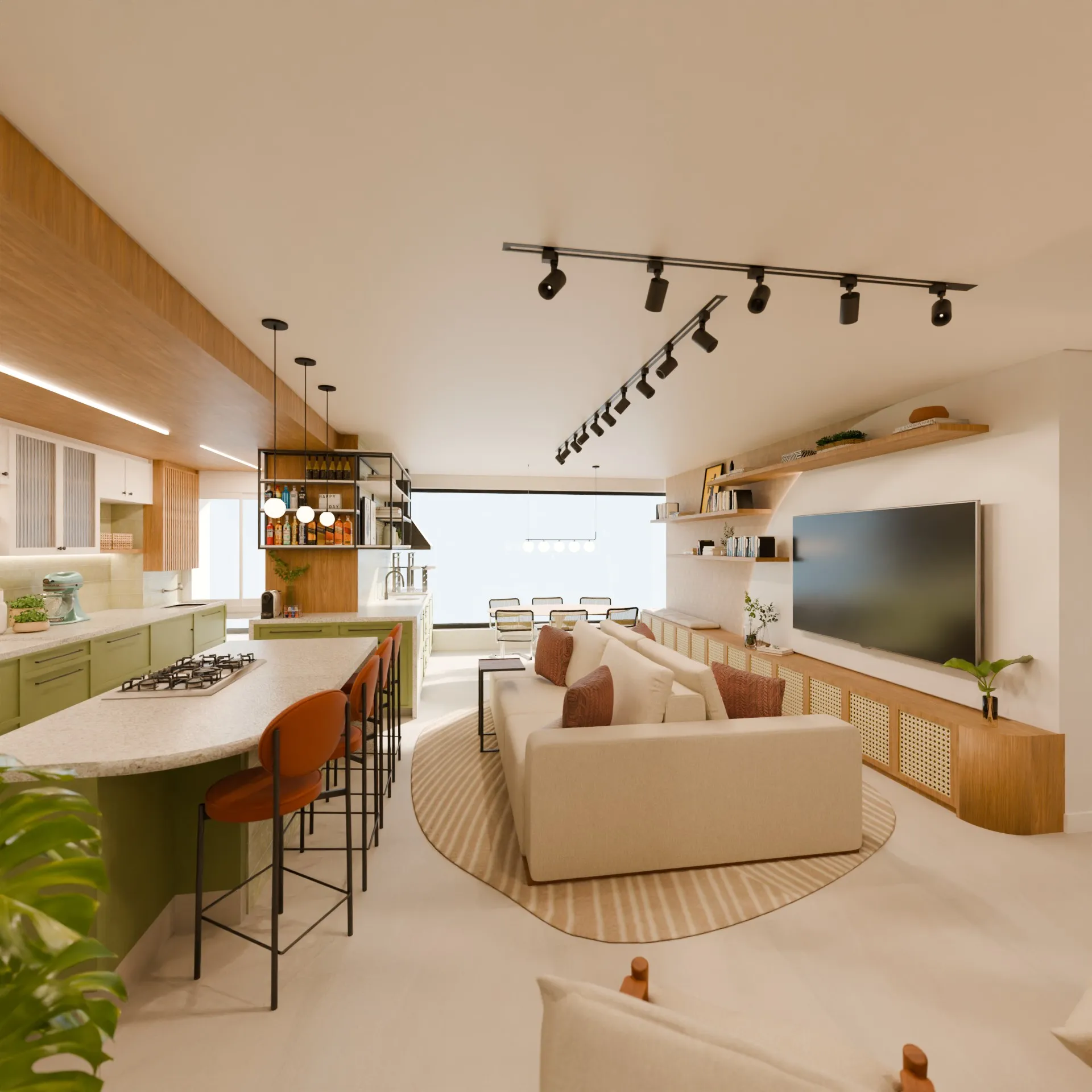 Sala com mobiliário planejado